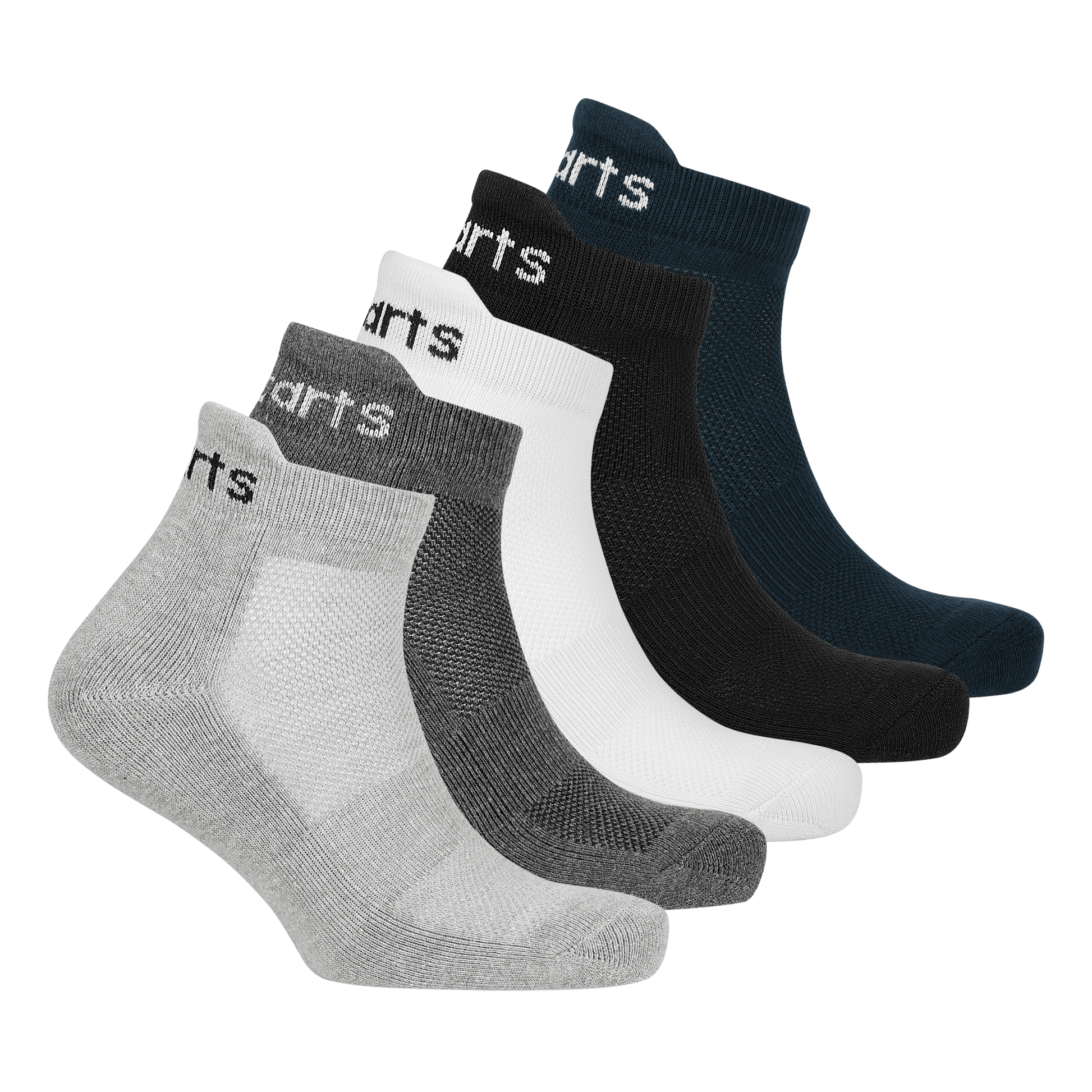 5 Pairs Sports Socks (Black,Navy Blue,White,Grey & Dark Grey) - Birdcarts