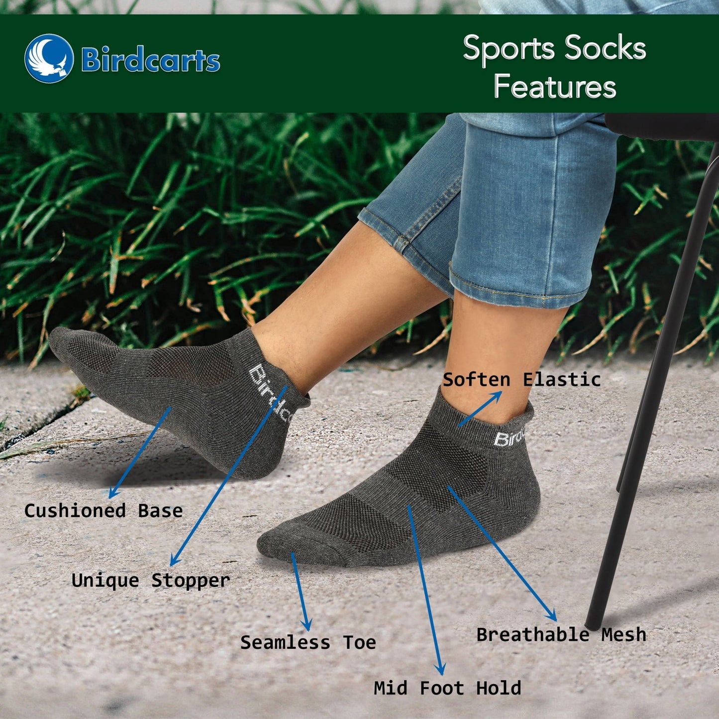 Ankle Sports Socks - 3 pair - Birdcarts