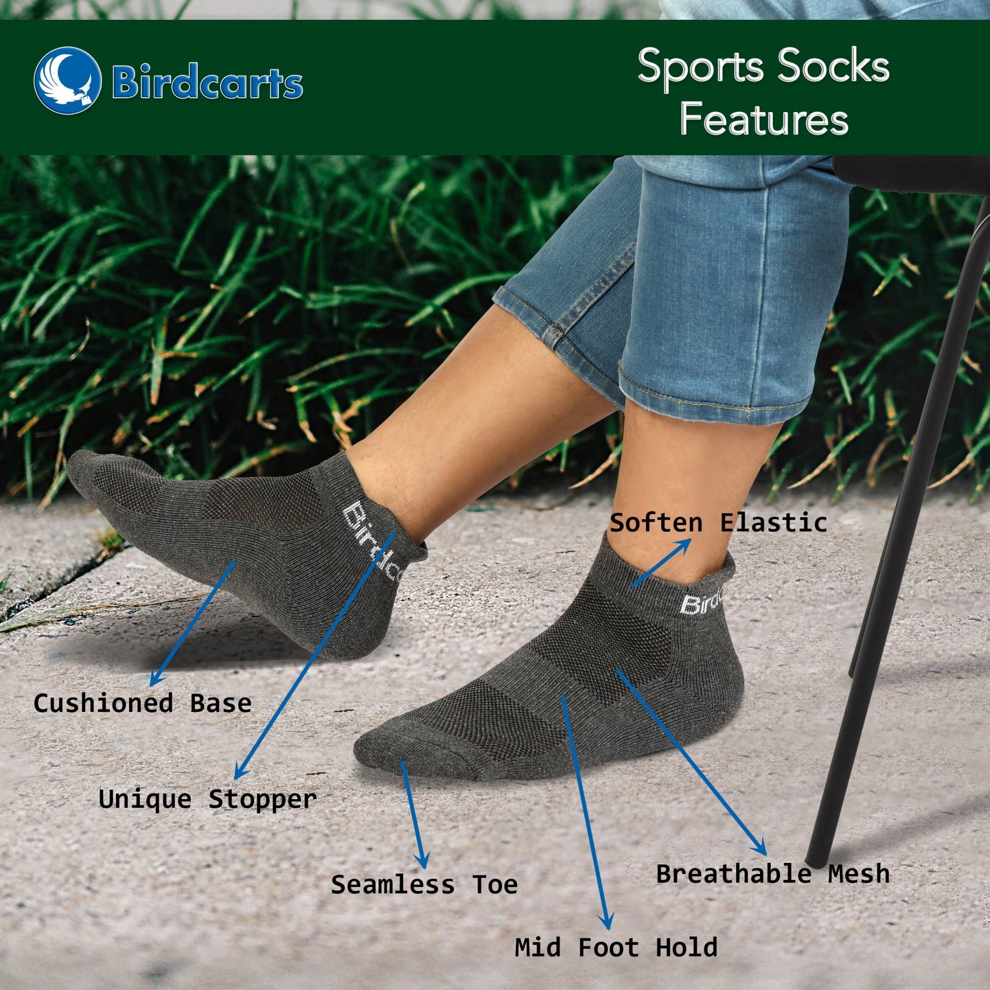 Ankle Sports Socks - 3 pair - Birdcarts