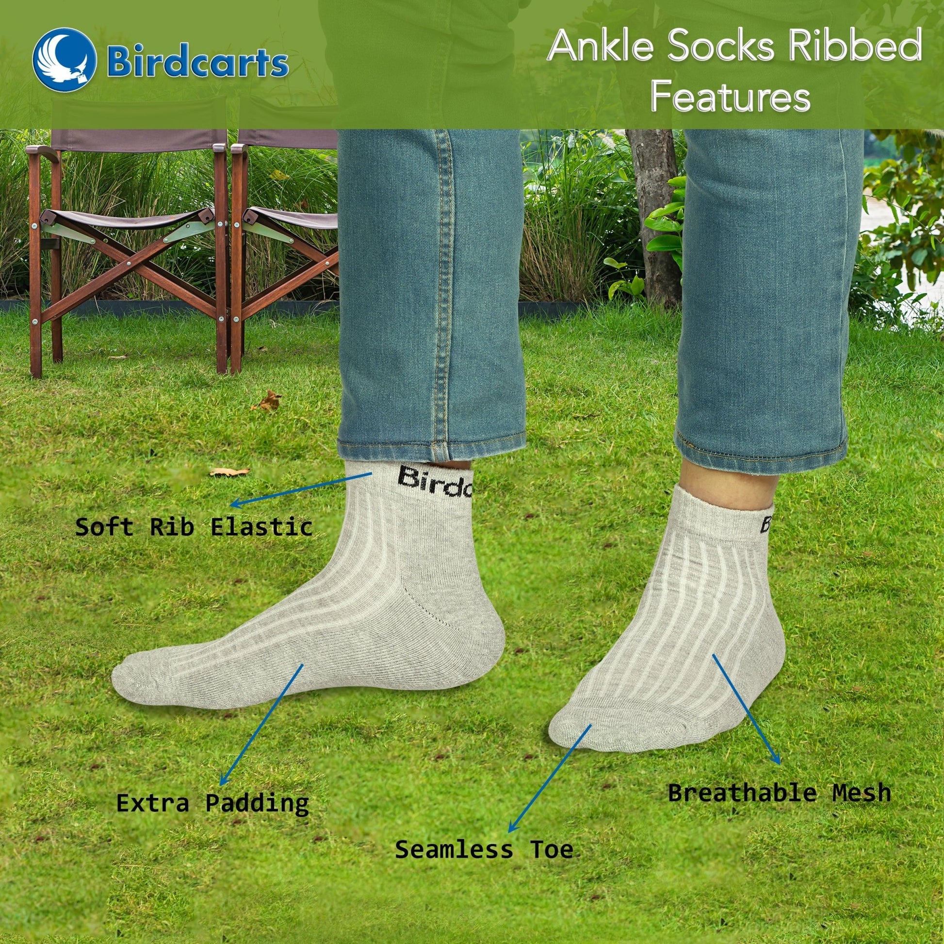 Birdcarts Ankle Socks Ribbed - 5 pair - Birdcarts