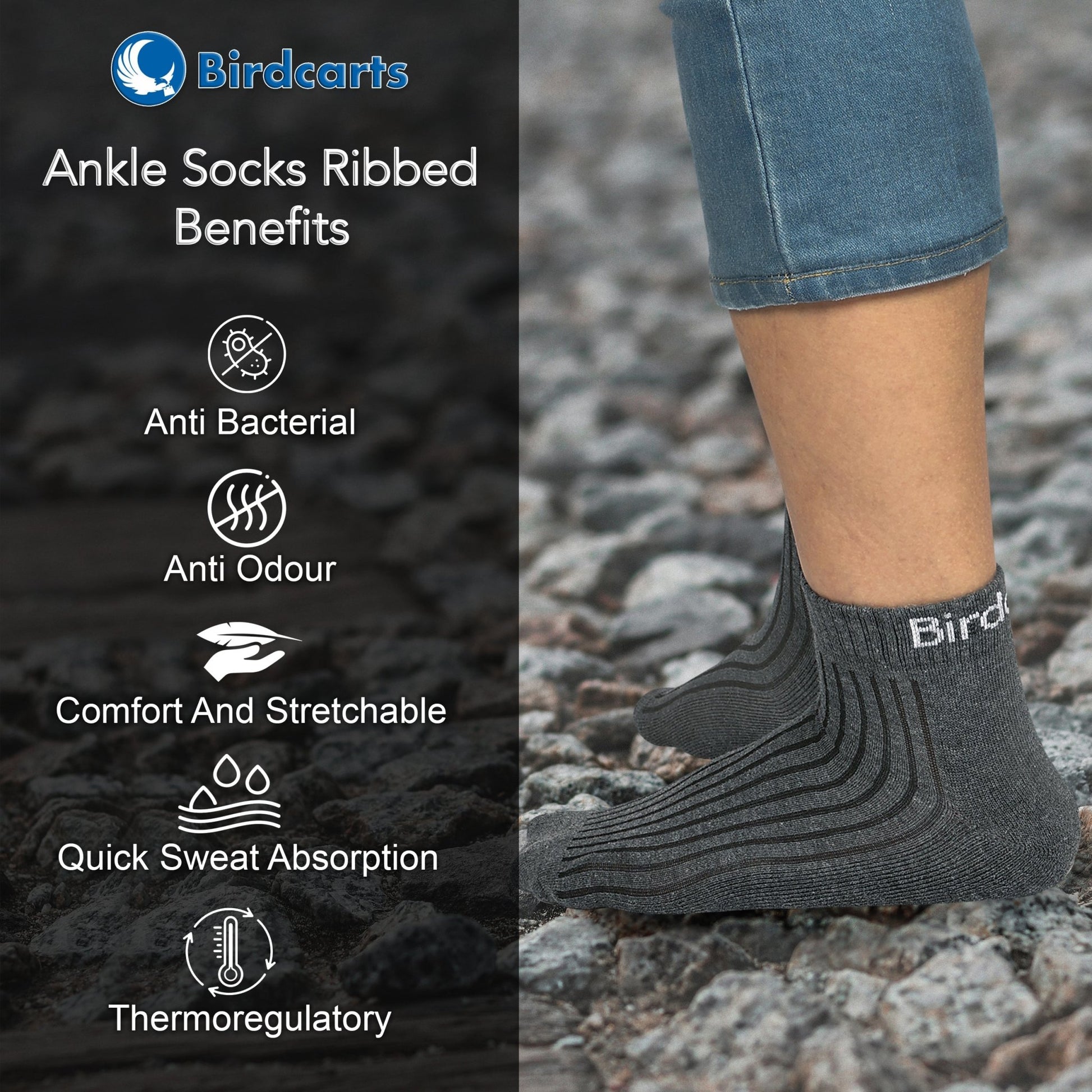 Birdcarts Ankle Socks Ribbed - 5 pair - Birdcarts