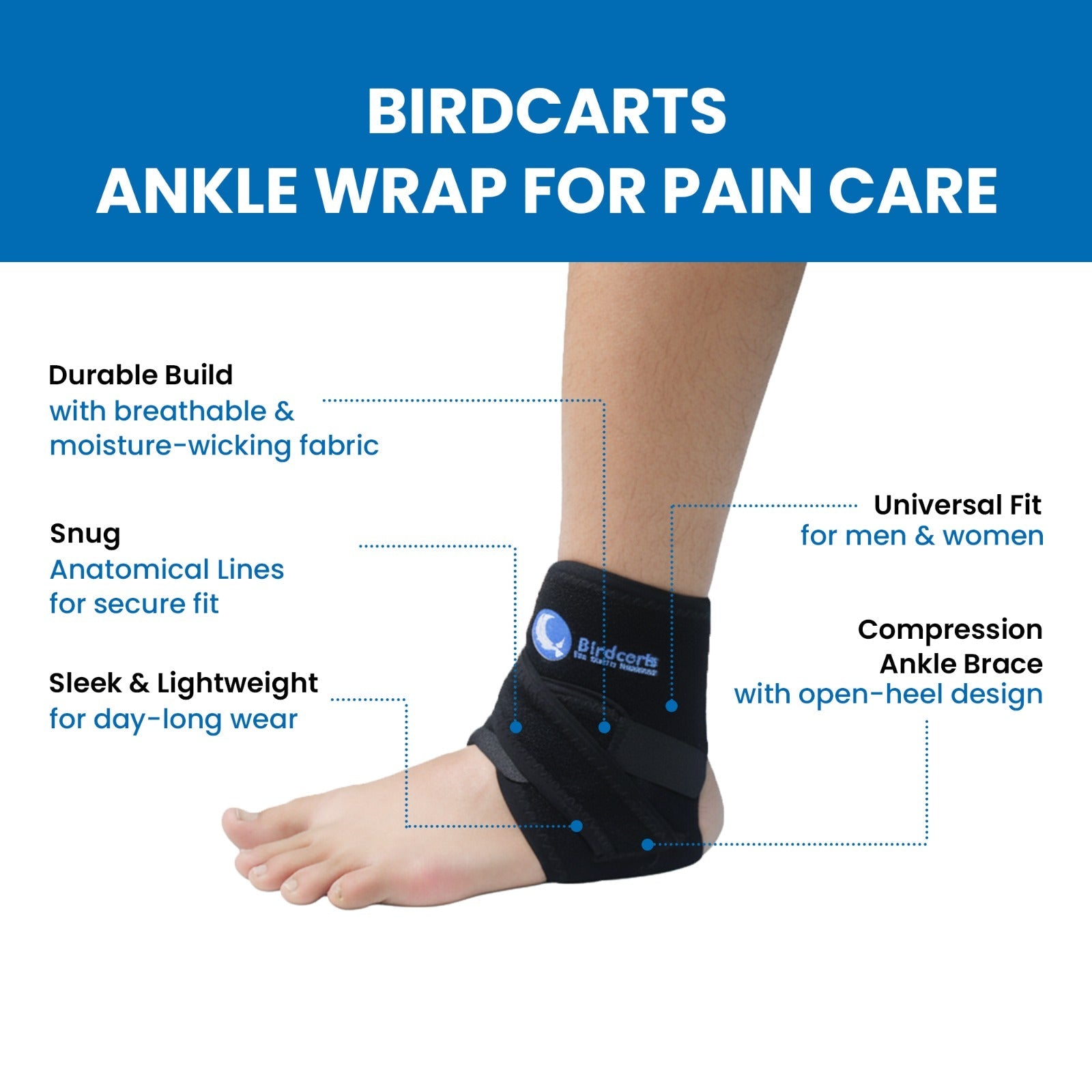 Birdcarts Ankle Wrap – Premium Compression Support for Pain Relief, Stability & Recovery - Birdcarts