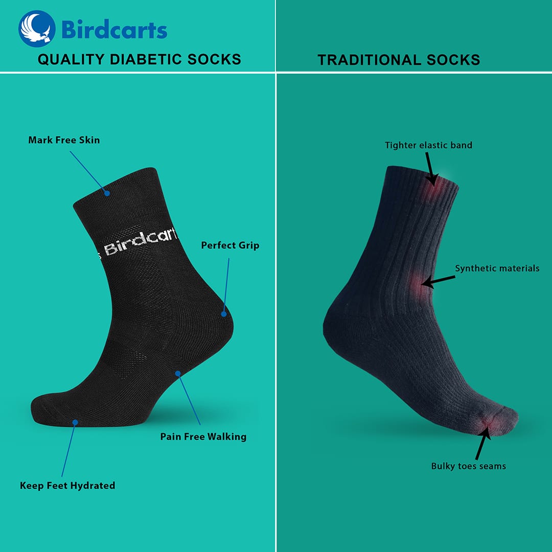 Birdcarts Bamboo Diabetic Socks - 1 Pair - Birdcarts