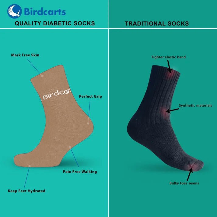 Birdcarts Bamboo Diabetic Socks - 1 Pair - Birdcarts