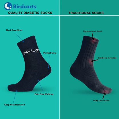 Birdcarts Bamboo Diabetic Socks - 1 Pair - Birdcarts