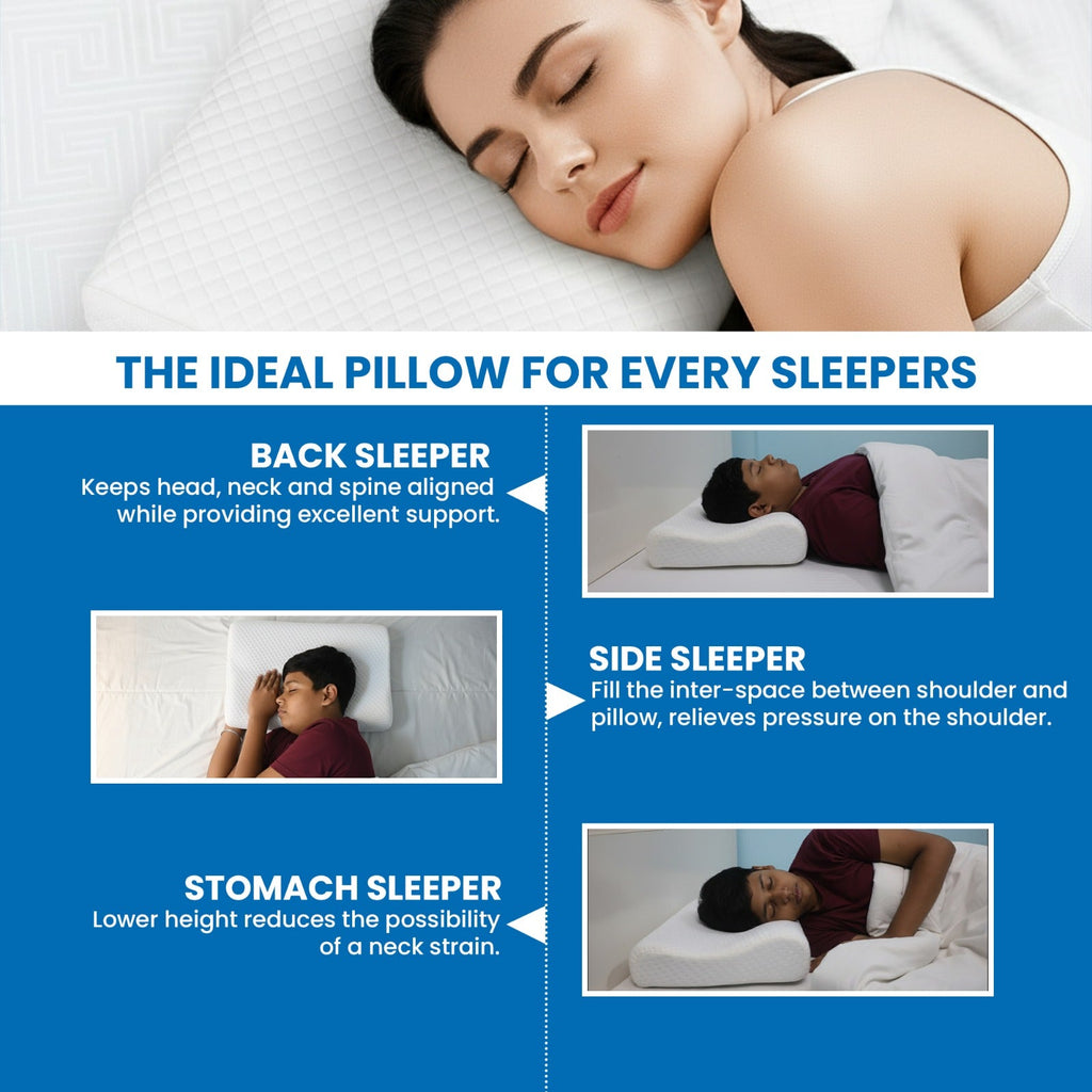 Birdcarts Cervical Pillow Contoured – Premium Neck Support Pillow for Pain Relief & Better Sleep - Birdcarts