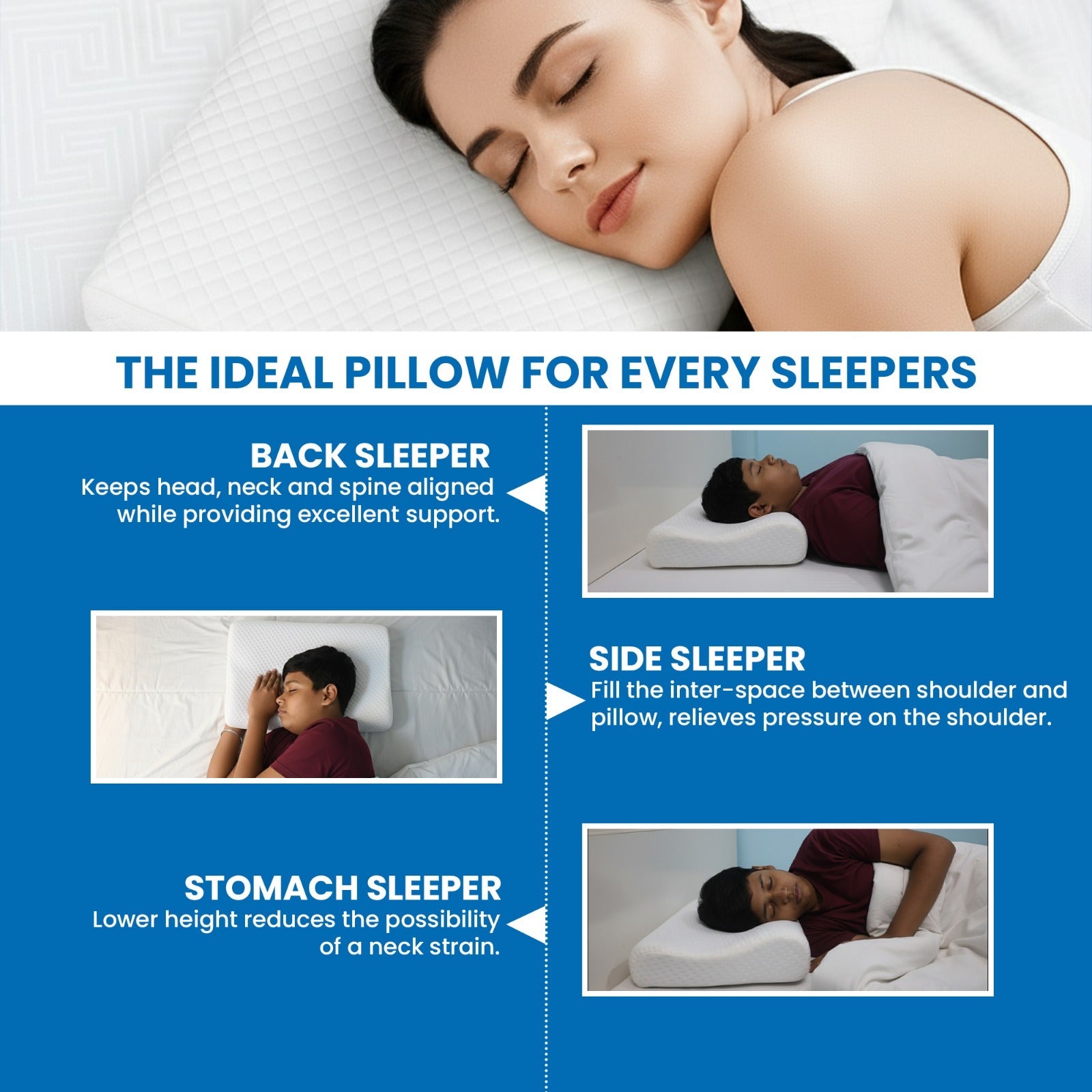 Birdcarts Cervical Pillow Contoured – Premium Neck Support Pillow for Pain Relief & Better Sleep - Birdcarts