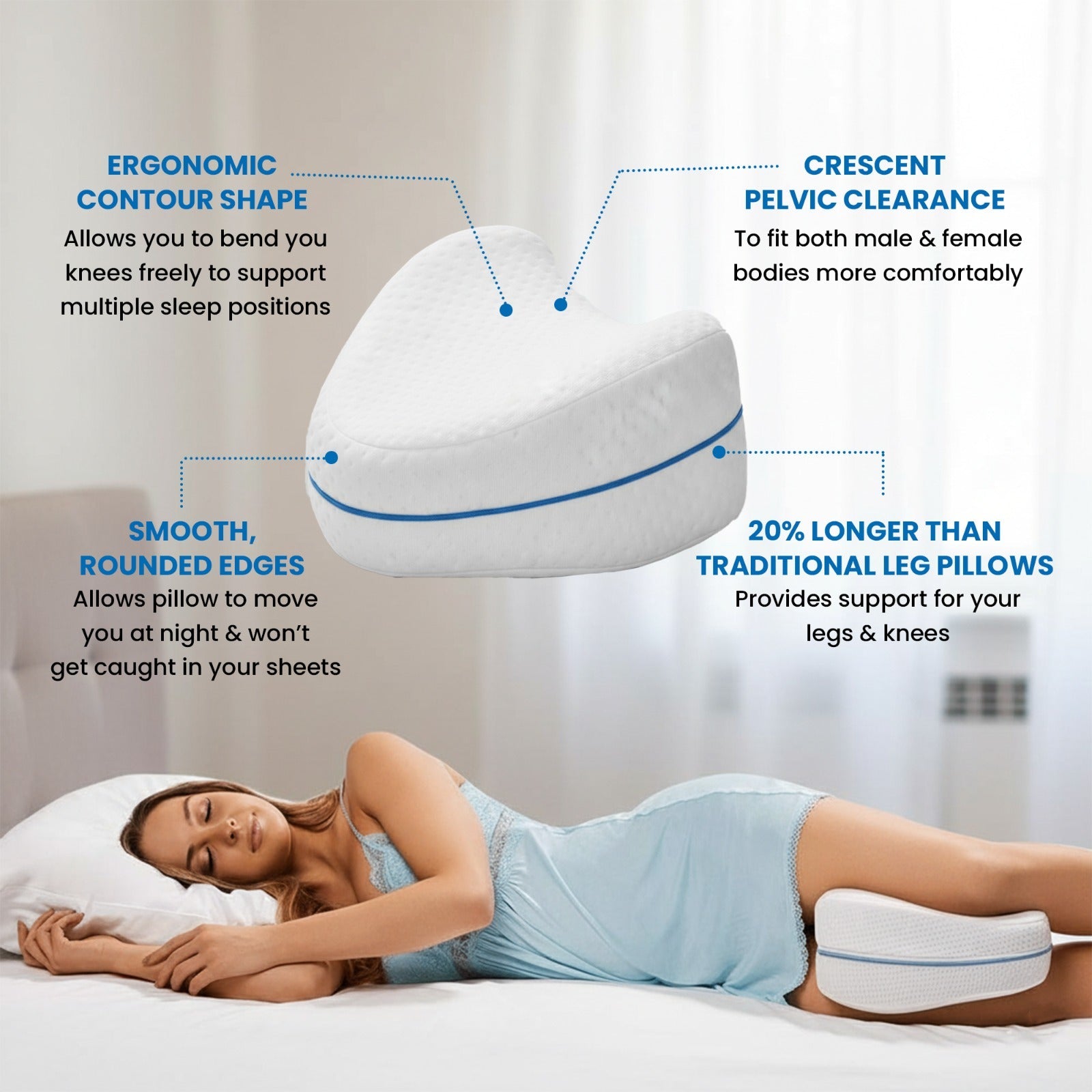 Birdcarts Knee Support Pillow – Premium Orthopedic Pain Relief Cushion for Legs, Hips & Lower Back - Birdcarts