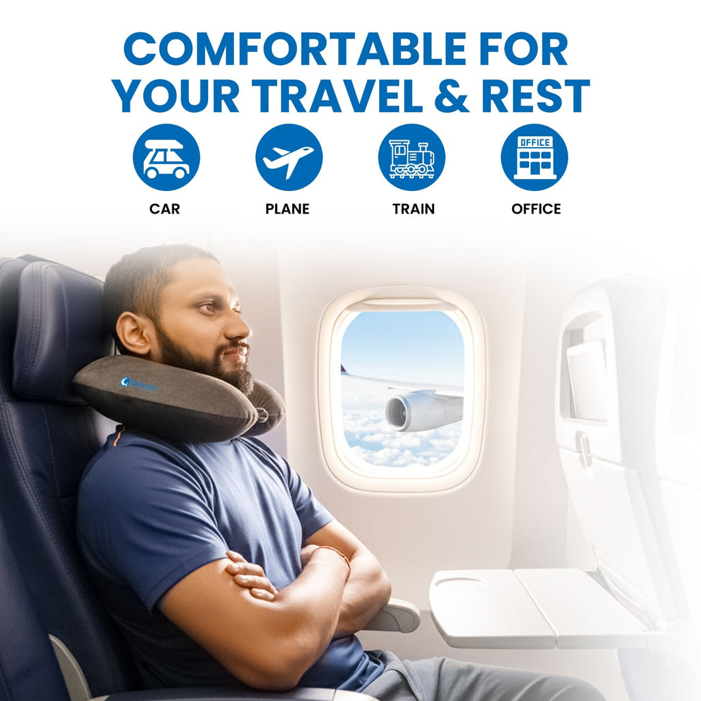 Birdcarts Premium U - Shaped Travel Neck Pillow - Plush Velvet Support (Grey) - Birdcarts